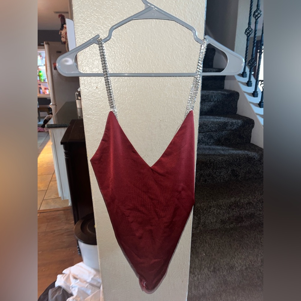 Bodysuit with jeweled straps